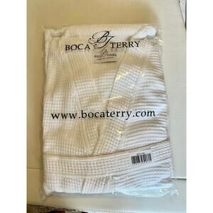 Boca Terry White Waffle Spa Bathrobe One Size Fits All Women’s NEW